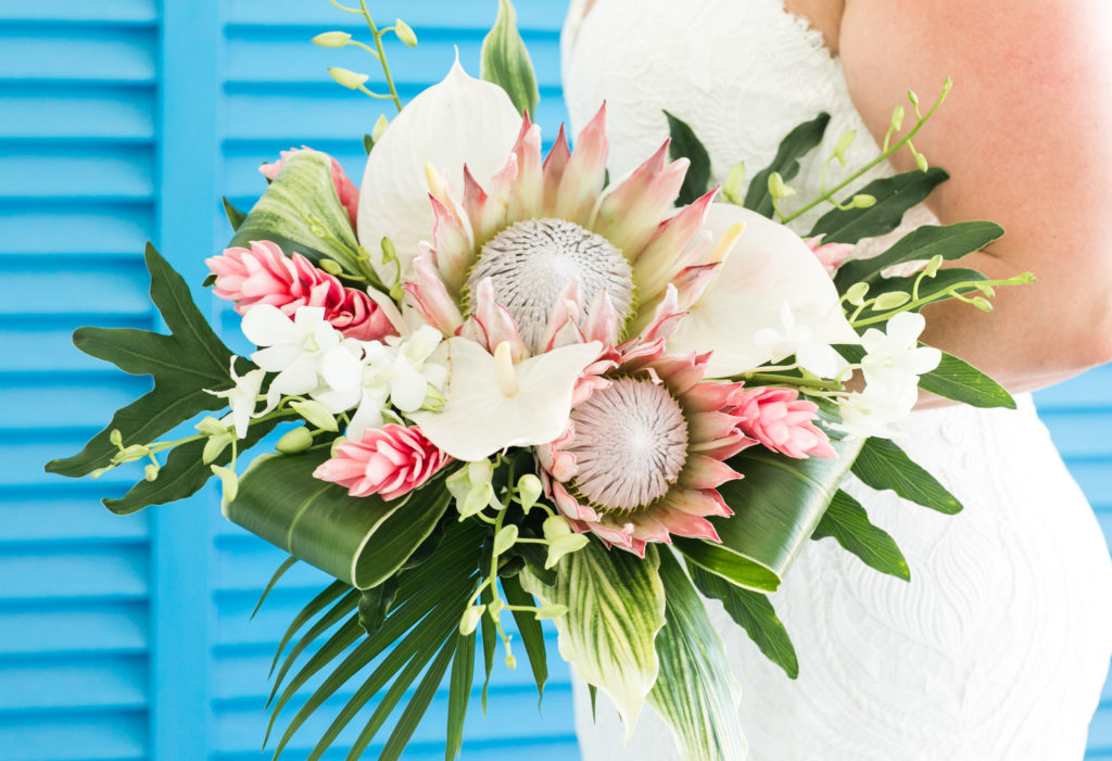 Islander Resort Wedding, Key West Wedding, Claudia Rios Photography, Protea Bridal Bouquet
