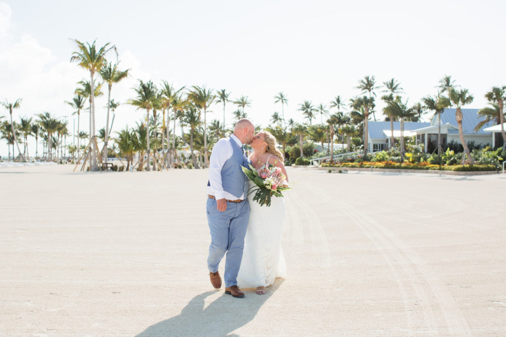 Islander Resort Wedding, Key West Wedding, Claudia Rios Photography, Tropical Florida Wedding, Bride and Groom Kissing on Beach
