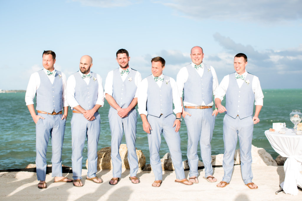 Islander Resort Wedding, Key West Wedding, Claudia Rios Photography, Groomsmen on Beach, Groomsmen wearing sandals