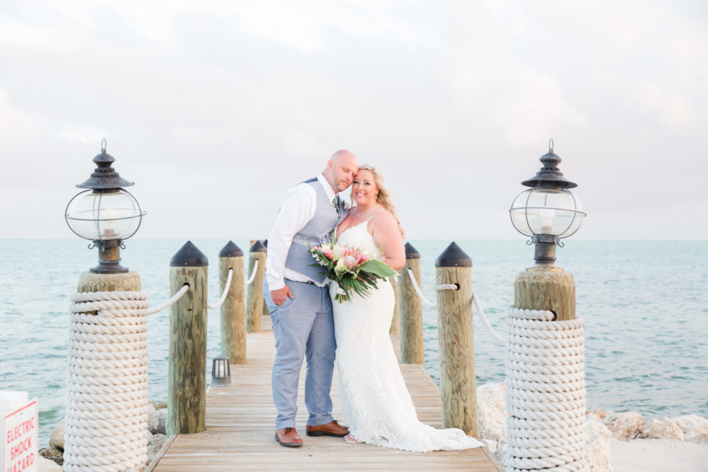Islander Resort Wedding, Key West Wedding, Claudia Rios Photography, Bride and Groom on Dock, Beach Wedding