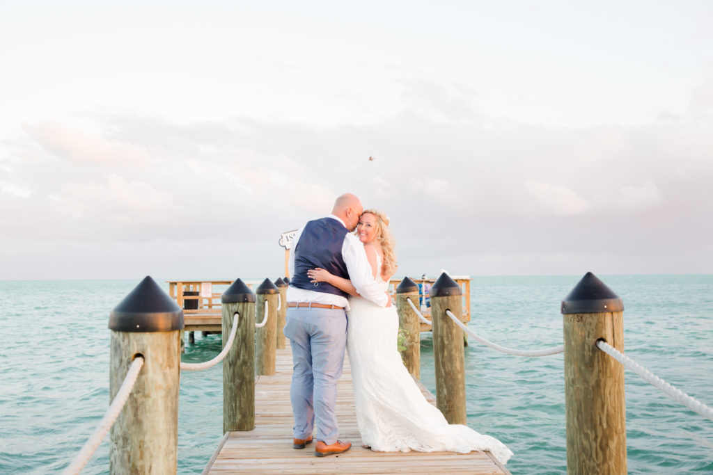 Islander Resort Wedding, Key West Wedding, Claudia Rios Photography, Bride and Groom on Dock, Beach Wedding