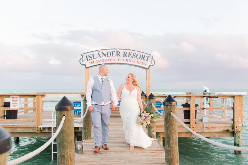 Islander Resort Wedding, Key West Wedding, Claudia Rios Photography, Bride and Groom on dock