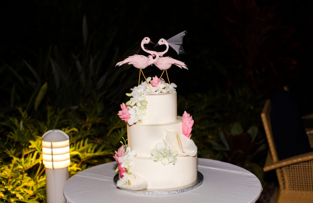 Islander Resort Wedding, Key West Wedding, Claudia Rios Photography, Flamingo Wedding Cake Topper, Tropical Wedding